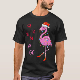 Fa La Mingo Christmas Flamingo Tree Lights Sant T-Shirt
