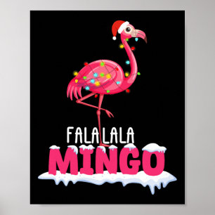 Fa La Mingo Flamingo Weihnachten Niedlich Red Hat  Poster