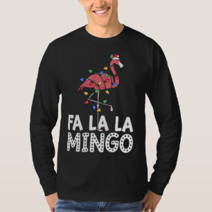 Fa La Mingo Flamingo Weihnachtsbaum Lichter Trop T-Shirt
