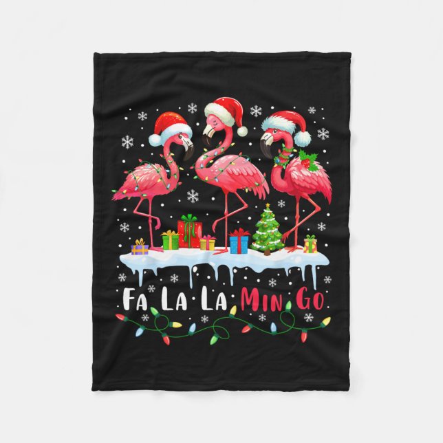 Fa La Mingo Flamingo Weihnachtsfeier Tropical Xmas Fleecedecke (Vorderseite)