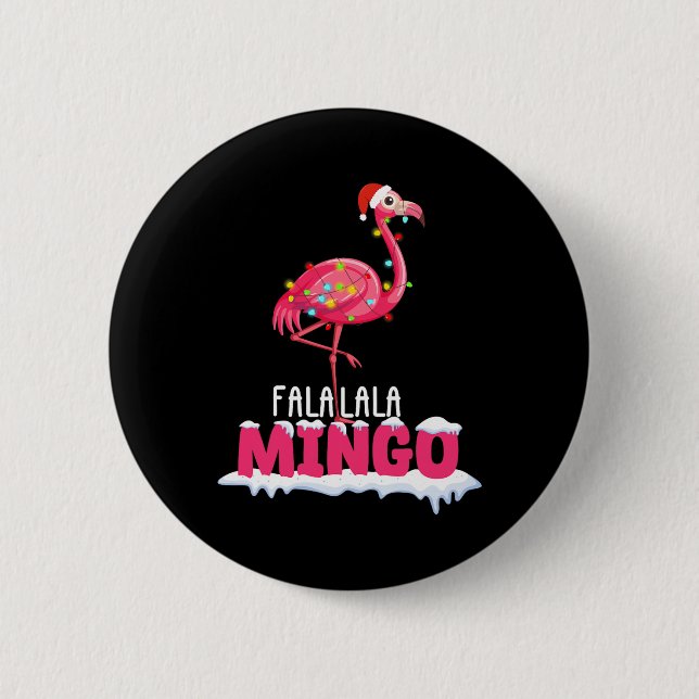 Fa La Mingo Flamingo Weihnachtsfest Niedlich Red H Button (Vorderseite)