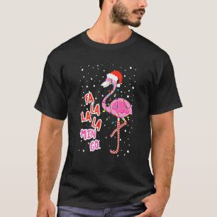 Fa La Mingo Niedlich Pink Flamingo Weihnachtsmannm T-Shirt