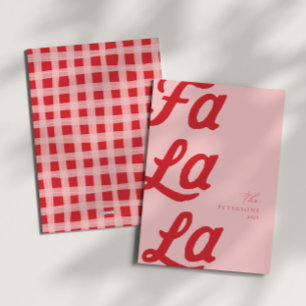 Fa La Modern Pink & Red Karierte Familienfeiern Feiertagskarte