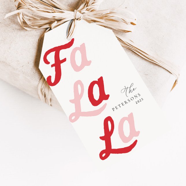 Fa La Modern Retro Rosa & Rot Karierte Weihnachten Geschenkanhänger (Von Creator hochgeladen)