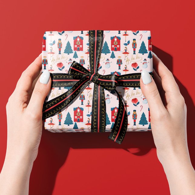 Fa La Pink Nutcracker Weihnachtsballenszene Geschenkpapier (Von Creator hochgeladen)