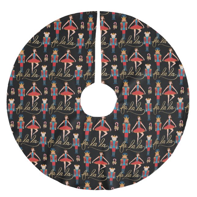 Fa La Pink Nutcracker Weihnachtsballenszene Polyester Weihnachtsbaumdecke (Vorderseite)