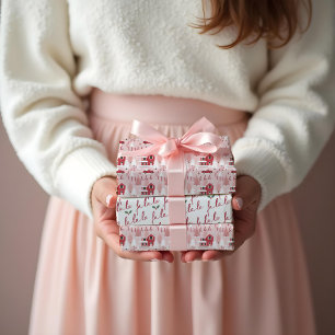 Fa La Pink Vintage Weihnachtsbaum Landschaft Geschenkpapier Set