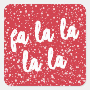 Fa la Red Falling Snow Holiday Chefin Weihnachten Quadratischer Aufkleber