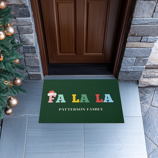 FA LA Santa-Hat Script Typografy Custom Family Fußmatte (FA LA LA Santa-Hat Script Typography Custom Family Doormat)
