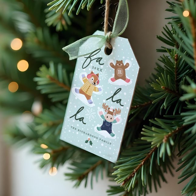 Fa La Snow Angel Woodland Tiere Spaß Winter Geschenkanhänger (Fa La La Snow Angel Woodland Animals Fun Winter Gift Tags)