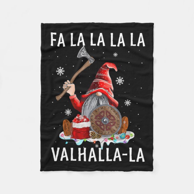 Fa La Valhalla Xmas Gnome Beard Viking Weapon Fleecedecke (Vorderseite)