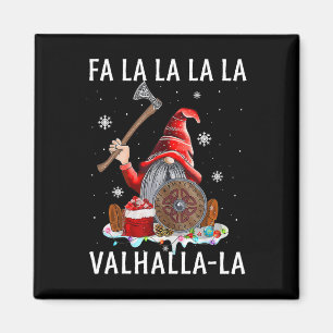 Fa La Valhalla Xmas Gnome Beard Viking Weapon Magnet