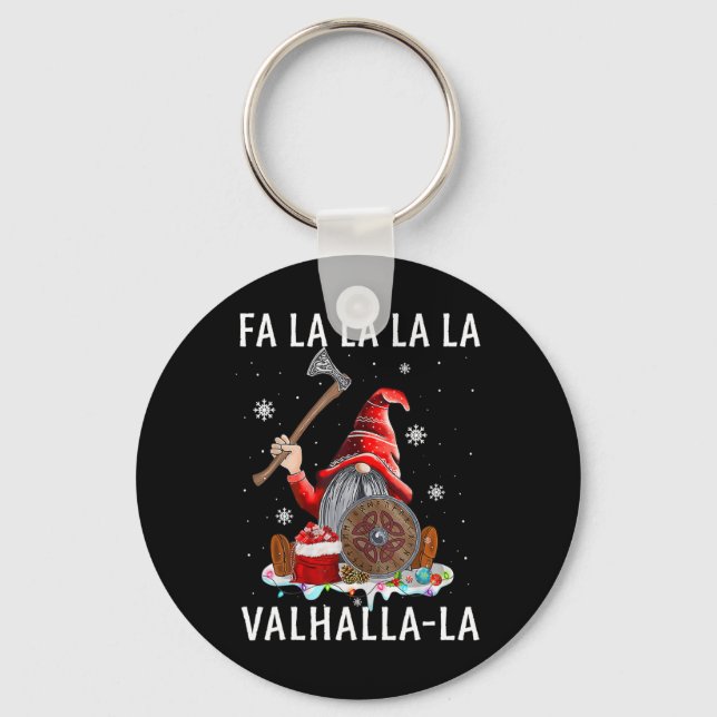 Fa La Valhalla Xmas Gnome Beard Viking Weapon Schlüsselanhänger (Vorderseite)