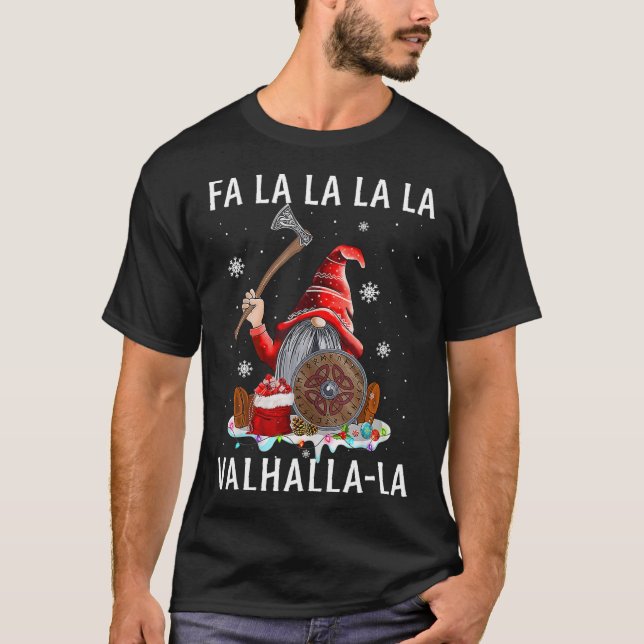 Fa La Valhalla Xmas Gnome Beard Viking Weapon T-Shirt (Vorderseite)