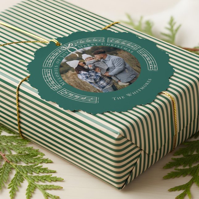 Fa La Vintag Sheet Music Family Foto Weihnachten Ornament Karte (Fa La Vintage Sheet Music Family Photo Christmas Ornament Card)