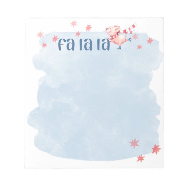 Fa La Winter Piggie Notepad Notizblock (Vorderseite)