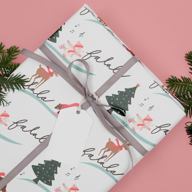 Fa La Winter Wonderland Forest Woodland Tiere Geschenkpapier (Fa La Winter Wonderland Forest Woodland Animals Wrapping Paper)