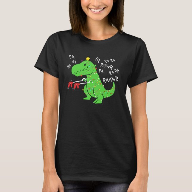 Fa Ra Ra Ra Rawr Weihnachten Funny Dinosaur mit Xm T-Shirt (Vorderseite)
