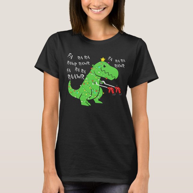 Fa Ra Ra Ra Rawr Weihnachten Funny Dinosaur mit Xm T-Shirt (Vorderseite)