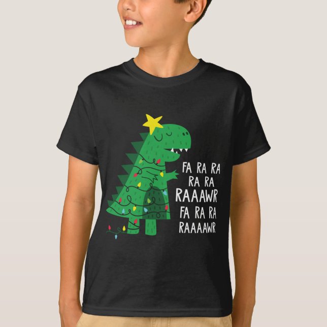 Fa Ra Ra Rawr Tree Rex Funny Merry Christmas Dino T-Shirt (Vorderseite)