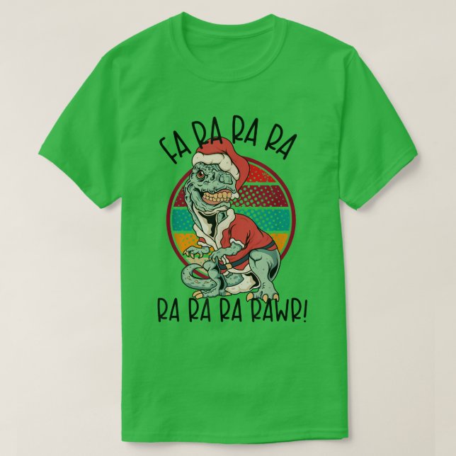 Fa Ra RAWR Funny Santa und TREX Weihnachts TREX T-Shirt (Design vorne)