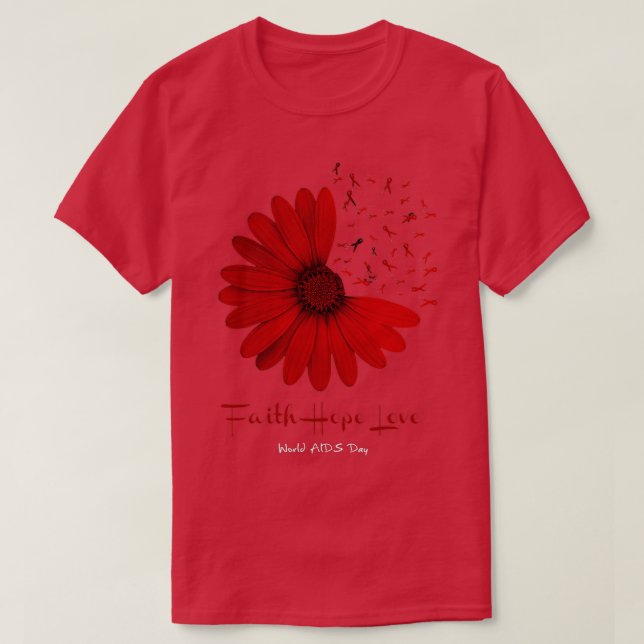 Faalth Hope World AIDS Day Awareness Daisy Blume R T-Shirt (Design vorne)