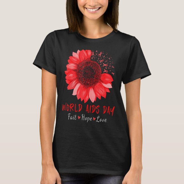 Faalth Hope World AIDS Day Awareness Daisy Blume R T-Shirt (Vorderseite)
