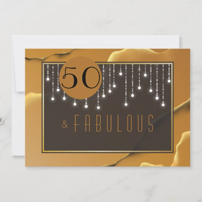Fab 50. Geburtstag Gold-Spaß-Einladung Einladung (Vorderseite)