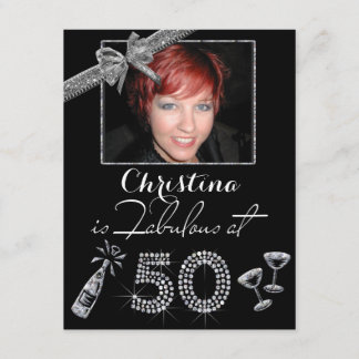 Fab at 50 Champagne & Diamonds Add Foto Geburtstag Einladung