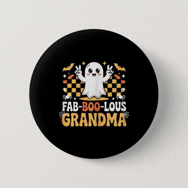 Fab-boo-laue Oma Niedlich Ghost Halloween-Mama Button (Vorderseite)