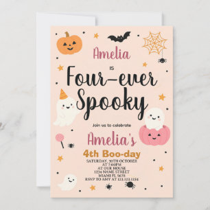 Fab-BOO-laue Vier-Kids Halloween-Geburtstagsladen Einladung