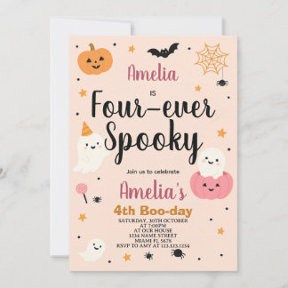 Fab-BOO-laue Vier-Kids Halloween-Geburtstagsladen Einladung