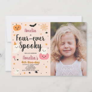 Fab-BOO-laue Vier-Kids Halloween-Geburtstagsladen Einladung