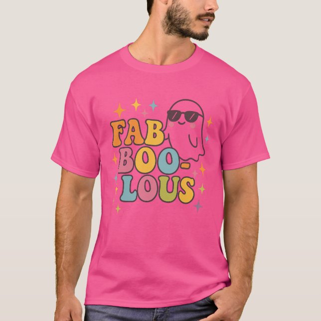 Fab-BOO-laues Retro-Halloween-Geisterdesign T-Shirt (Vorderseite)