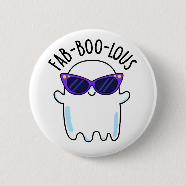 Fab-Boo-Lous Funny Ghost Pun Button (Vorderseite)