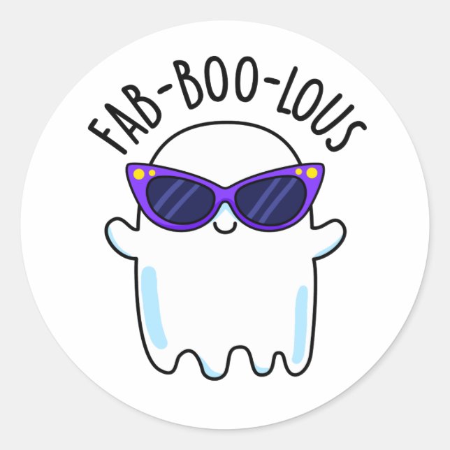 Fab-Boo-Lous Funny Ghost Pun Runder Aufkleber (Vorderseite)