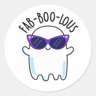 Fab-Boo-Lous Funny Ghost Pun Runder Aufkleber