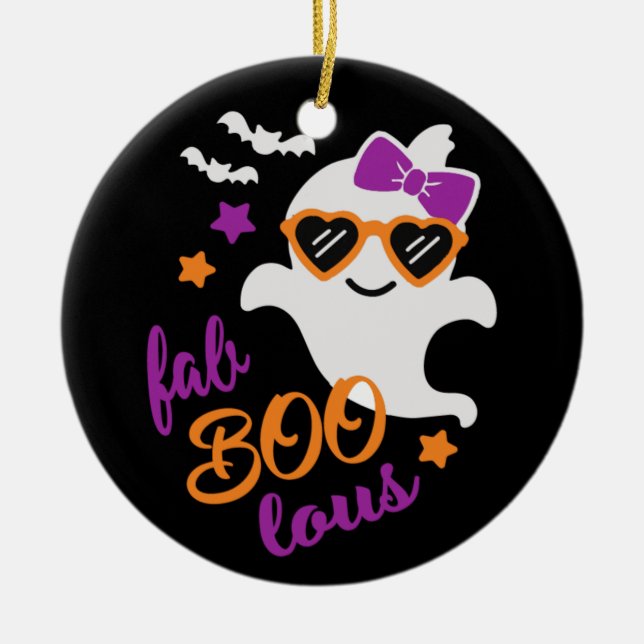 Fab Boo Lous Halloween Ghost Niedlich Keramik Ornament (Vorne)