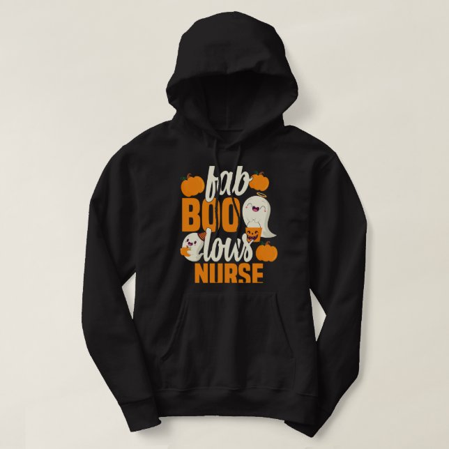 Fab Boo Lous Nurse Pumpkin Ghost Nursing Halloween Hoodie (Design vorne)