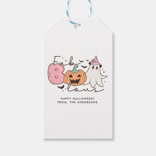 Fab-boo-lous Retro Groovy Halloween Geschenkanhänger (Vorderseite)