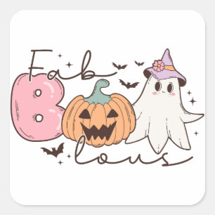 Fab-boo-lous Retro Groovy Halloween Quadratischer Aufkleber
