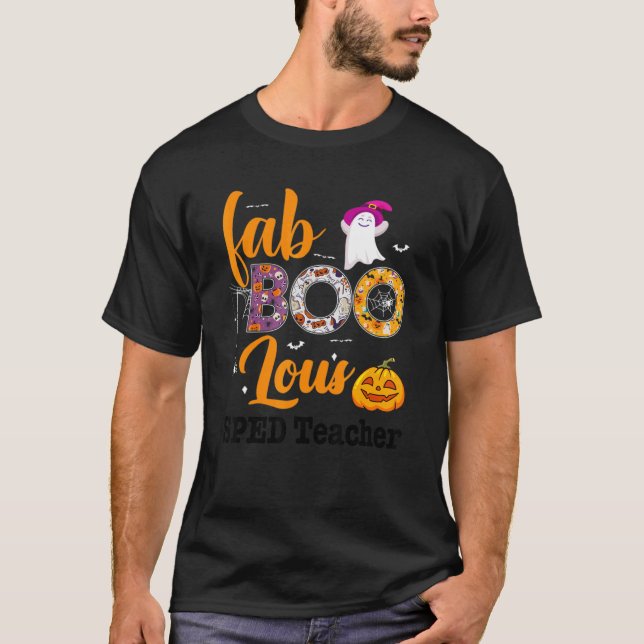 Fab Boo Lous Sped Teacher Leopard Spooky Halloween T-Shirt (Vorderseite)