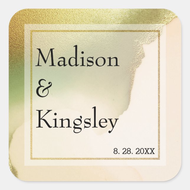 Fab Chartreuse Abstrakte Phantastische Hochzeit Quadratischer Aufkleber (Vorderseite)