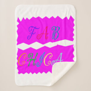 FAB CHICA Logo mit Prägung aus Lippenstift pink Sherpadecke