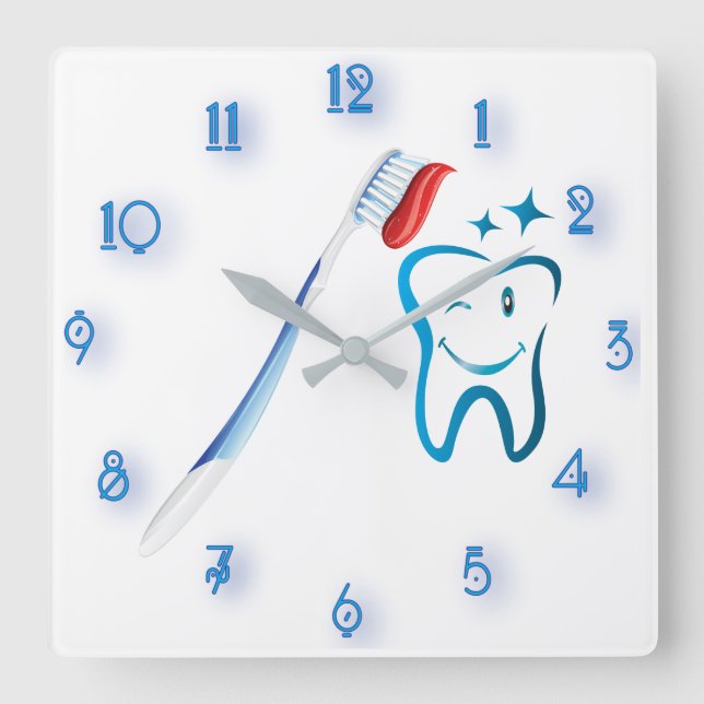 Fab Dentist Toothbrush Phantastisch Quadratische Wanduhr (Vorderseite)