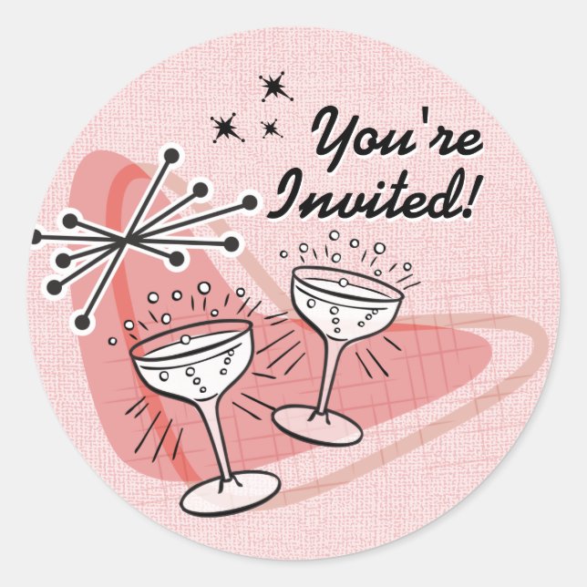 Fab Fifties Wedding Verlobung Shower Stickers (Vorderseite)