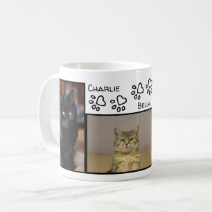 Fab Pfotenabdruck-Herzen Drei Katzen Namen und Fot Kaffeetasse