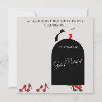 Fab Schwarze Glam Modefrau Rote Schuhe Geburtstags