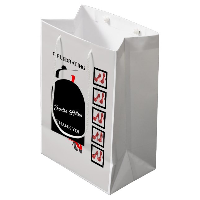 Fab Woman Silhouette Glam Schuhe Red Black Geburts Mittlere Geschenktüte (Vorderseite Schrägansicht)