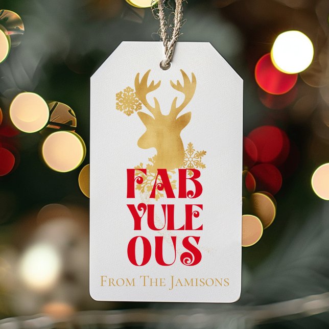 Fab-Yule-Ous Elegant Gold and Red Christmas  Geschenkanhänger (Von Creator hochgeladen)